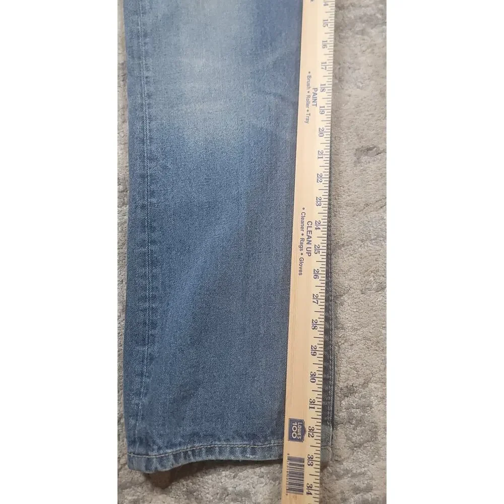 MEK DNM Cody Straight Leg Button-Fly Faded Whiskered Blue Denim Jeans Sz 37x33